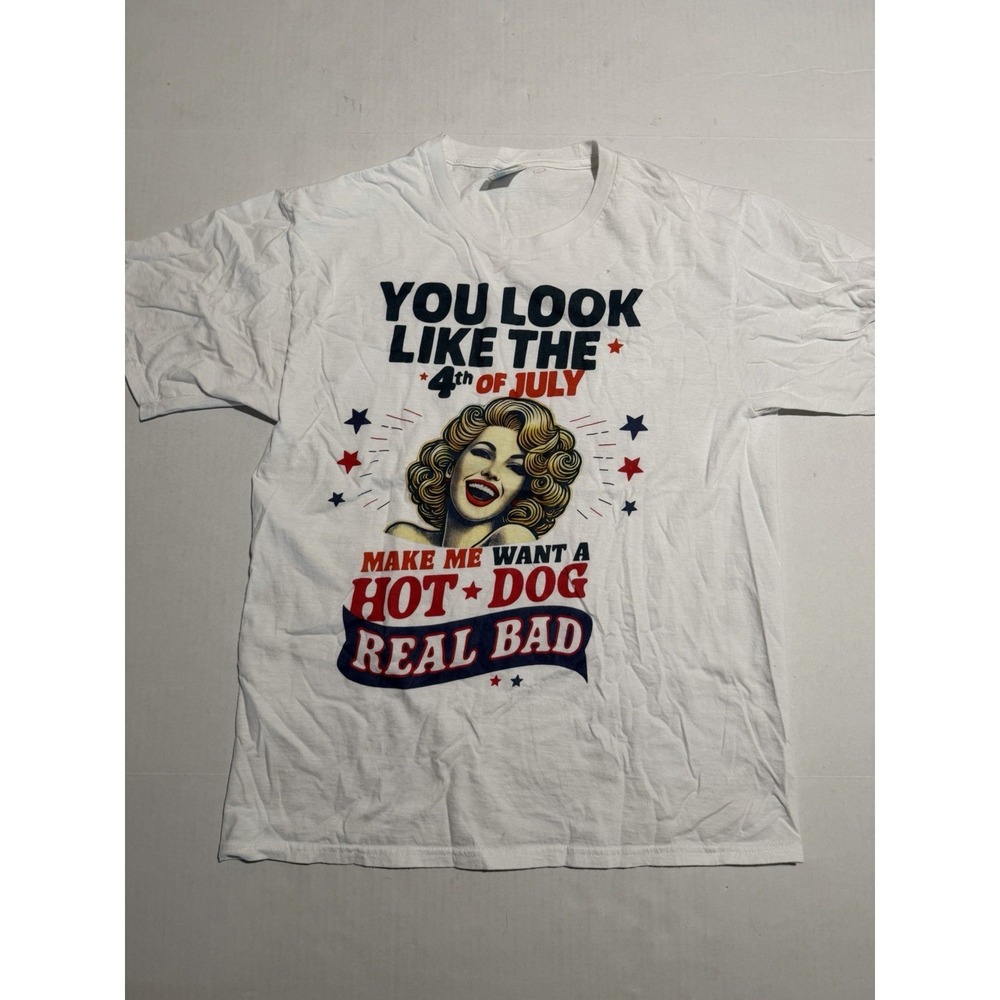 Port‎ & Company, 4th of July, white graphic tee, men's medium t-shirt #353